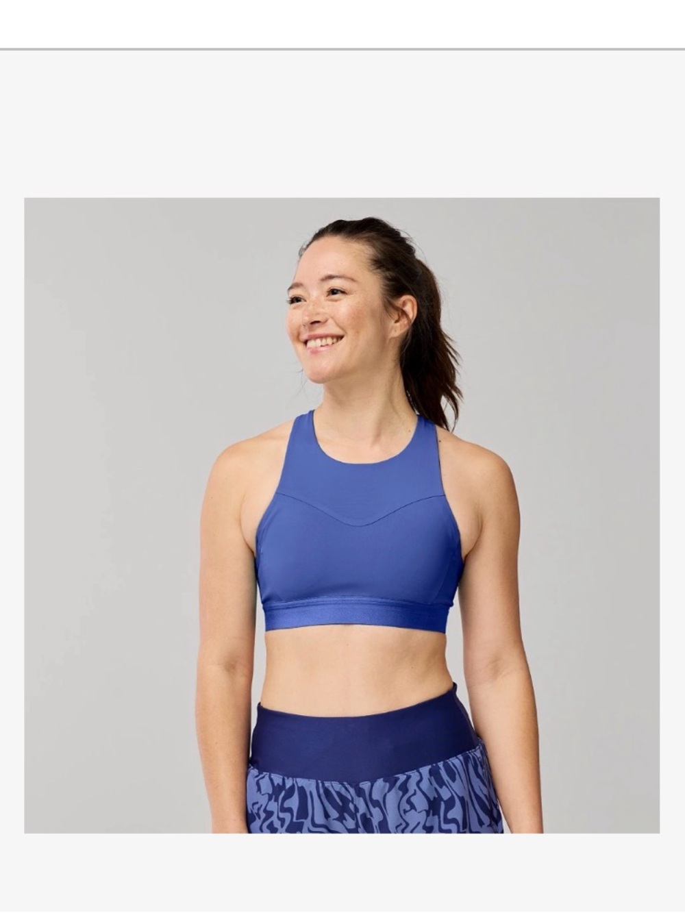 Brooks High-Neck Sports Bra in Cobalt Blue